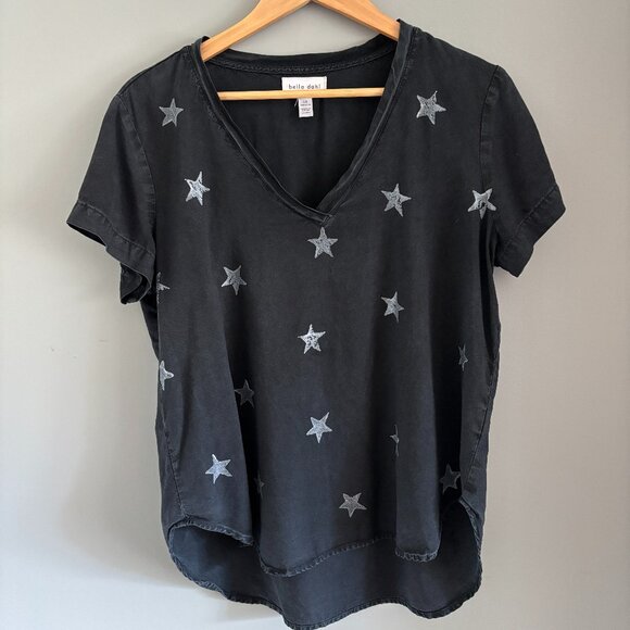 Bella Dahl Faded Black + Silver Stars T-shirt - Picture 1 of 10